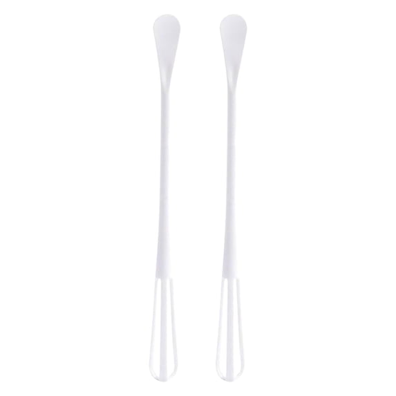 Piwvid 2 Pcs Mini Whisk for Cooking, 2 in 1 Mini Whisk Mini Spoon Small Whisks, Long Handle PP Plastic Multifunctional Tiny Whisk Manual Whisk Tool for Blending Beating Stirring Ingredients