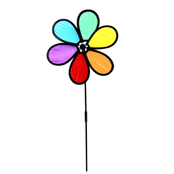 Piwvid 20 Inch Multi-Color Flower Nylon Wind Spinner, Garden Stake Whirligig and Windmill for Yard, Lawn Ornament Outdoor Decoration, Weather Resistant