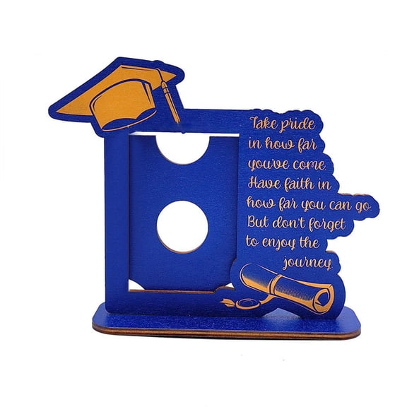 Piwvid 2025 Graduation Photo Frame in Blue and Black Wood, Class of 2025 Tabletop Picture Display for Preschool, High School, and College Graduate Gifts
