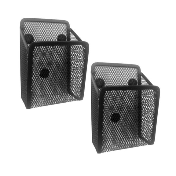 Piwvid 2PCS Magnetic Writing Utensil Basket, Mesh Stainless Steel Pen Basket, Metal Writing Utensil Storage Organizer for Whiteboard, Blackboard, Kitchen, Locker, Home or Office