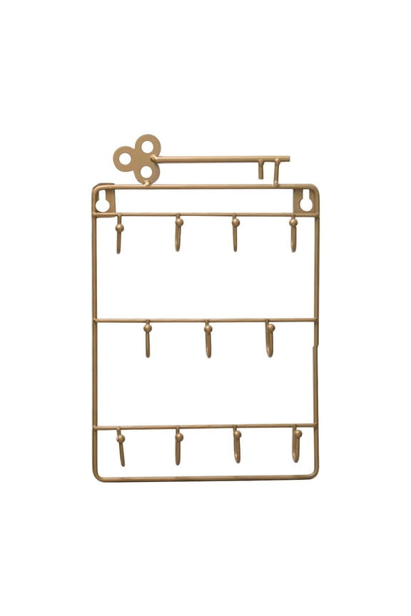 3 Layer Metal Hanging Jewelry Organizer, Wall Mounted Display Rack with 10 Hooks, for Earrings, Necklaces, Bracelets, Rings and Daily Jewelry Storage