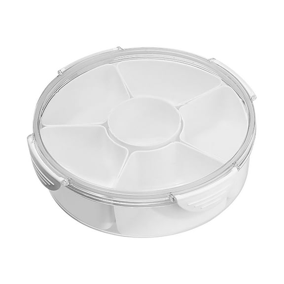 Piwvid 4/6-Compartment Divided Veggie Tray with Lid, Reusable Snack Container for Fruits, Desserts, Meal Prep – Stackable Fridge Organizer & Party Serving Platter
