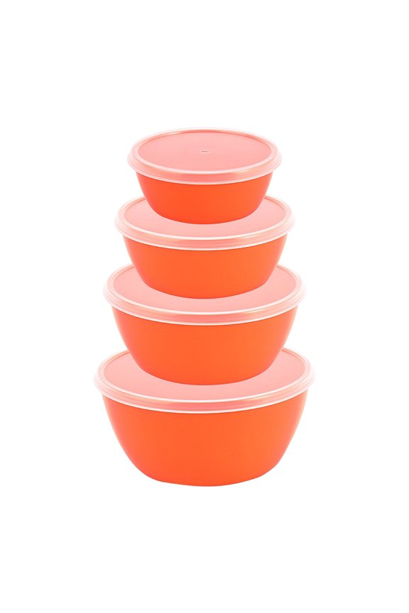 4-Piece Classic Plastic Prep Bowls with Lids, Nesting Small Mixing Bowl Set for Mixing, Baking, Prepping, Cooking, Serving, Microwave and Dishwasher Safe