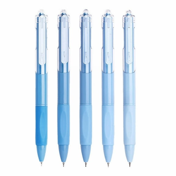 Piwvid 5 Count Blue Ink Gel Pens Fine Point, Silent Click No-Smear Medium Point Pens, Plastic Boxed Nebula Pen Set for Journaling & Office Note Taking