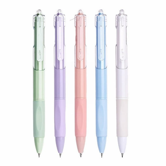 Piwvid 5 Count Blue Ink Gel Pens Fine Point, Silent Click No-Smear Medium Point Pens, Plastic Boxed Nebula Pen Set for Journaling & Office Note Taking