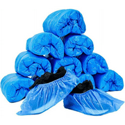 Piwvid 50 Pairs Blue Disposable Non-Slip Shoe Covers - Anti-Skid Plastic Booties for Hospital/Construction, Elastic Ankle Protective Booties for Floor Cleaning & Painting