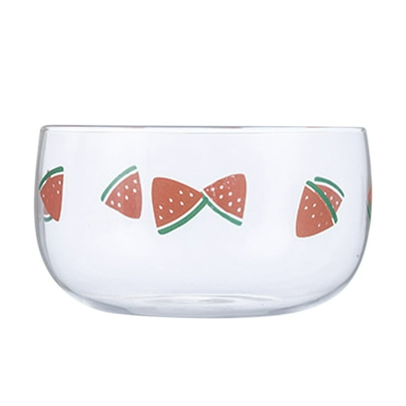 Piwvid 500ml High Borosilicate Glass Bowls, Cute Strawberry Watermelon Orange Printed Salad Dessert Bowls, Dipping Sauce Dishes for Eating, Snacks, and Kitchen Prep