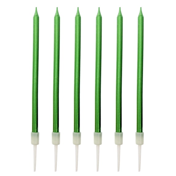 Piwvid 6-Count Gold Long Thin Metallic Birthday Candles, Sparkler Candles for Birthday Cake, Party Decorations, Wedding, and Celebration Events