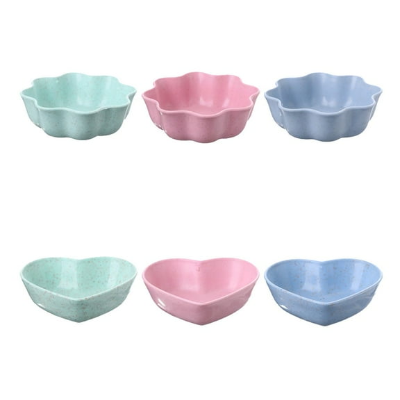 Piwvid 6PCS Mini Sauce Dish Dipping Sauce Dish Flower&Heart Shape Seasoning Dish Plastic Dipping Bowl Mini Appetizer Plate Dipping Sauce Bowl Tasting Dish Saucers Bowl Seasoning Bowl, Multicolor