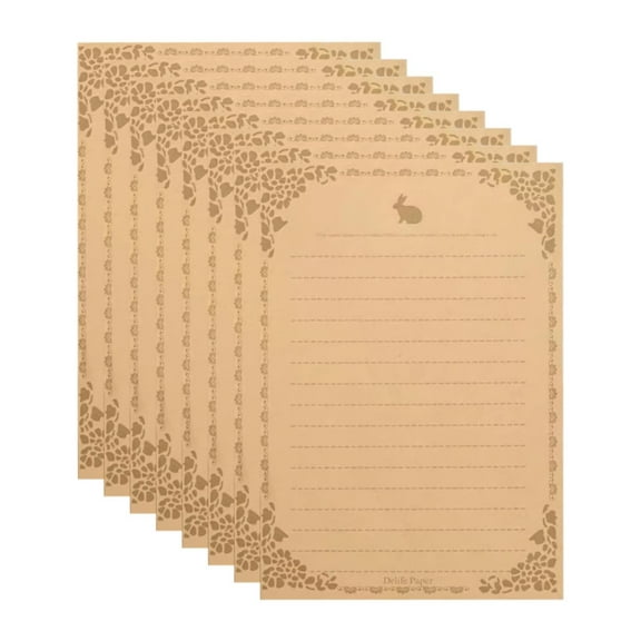 Piwvid 8-Pack Vintage Design Stationery Paper Set, Retro Love Letter Writing Paper with Stamped Patterns, Gift for Correspondence and Creative Projects