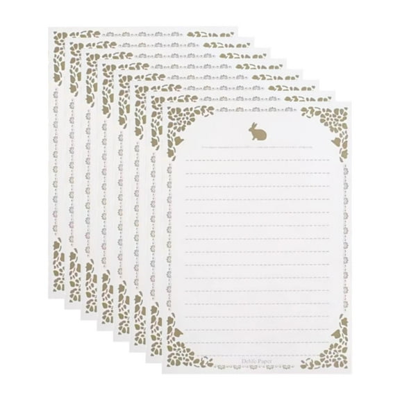 Piwvid 8-Pack Vintage Design Stationery Paper Set, Retro Love Letter Writing Paper with Stamped Patterns, Gift for Correspondence and Creative Projects
