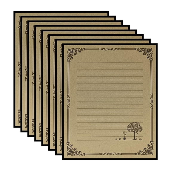 Piwvid 8-Pack Vintage Design Stationery Paper Set, Retro Love Letter Writing Paper with Stamped Patterns, Gift for Correspondence and Creative Projects