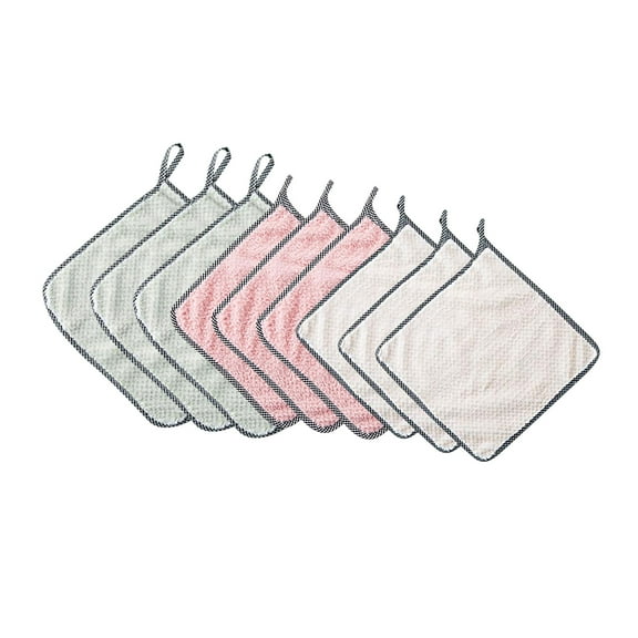 Piwvid 9-Piece Microfiber Kitchen Cleaning Cloth Set, Ultra-Absorbent and Reusable Dish Towels, Non-Stick Oil and Stain Resistant for Daily Dishwashing, Pots, Pans, and Countertop Cleaning