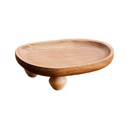 Piwvid Acacia Wood Riser for Decor, 6 Inch Small Wood Pedestal Display Stand, Rustic Wooden Tray for Kitchen Counter, Bathroom Counter, Tabletop Centerpieces, Entry Table, Farmhouse Decor