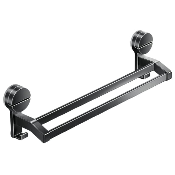 Piwvid Adjustable Suction Cup Towel Holder with Multiple Hooks, No Drill Bathroom Storage Rack, Stainless Steel Rustproof Towel Bar for Smooth Tiles and Glass, Strong Hold