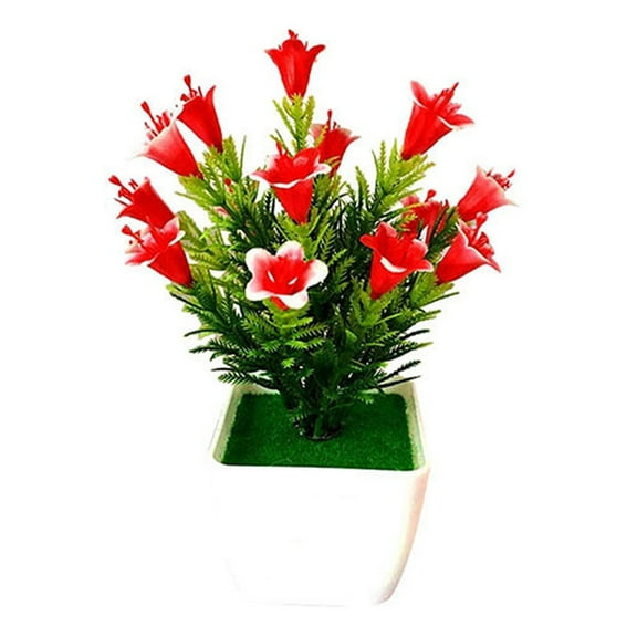 ​Piwvid Artificial Lilium Flower in Pot – Realistic Silk Bonsai Plant for Outdoor Garden & Indoor Home Decor, UV-Resistant Faux Lily Table Centerpiece