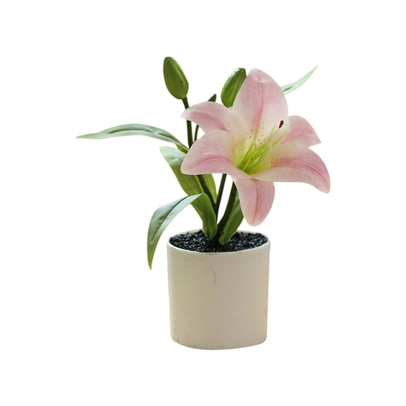 Piwvid Artificial Lily Flowers in Pots, Potted Fake Lily Plants for Bathroom, Home Kitchen, Rustic Table Centerpiece, and Shelf Decor, Indoor Use