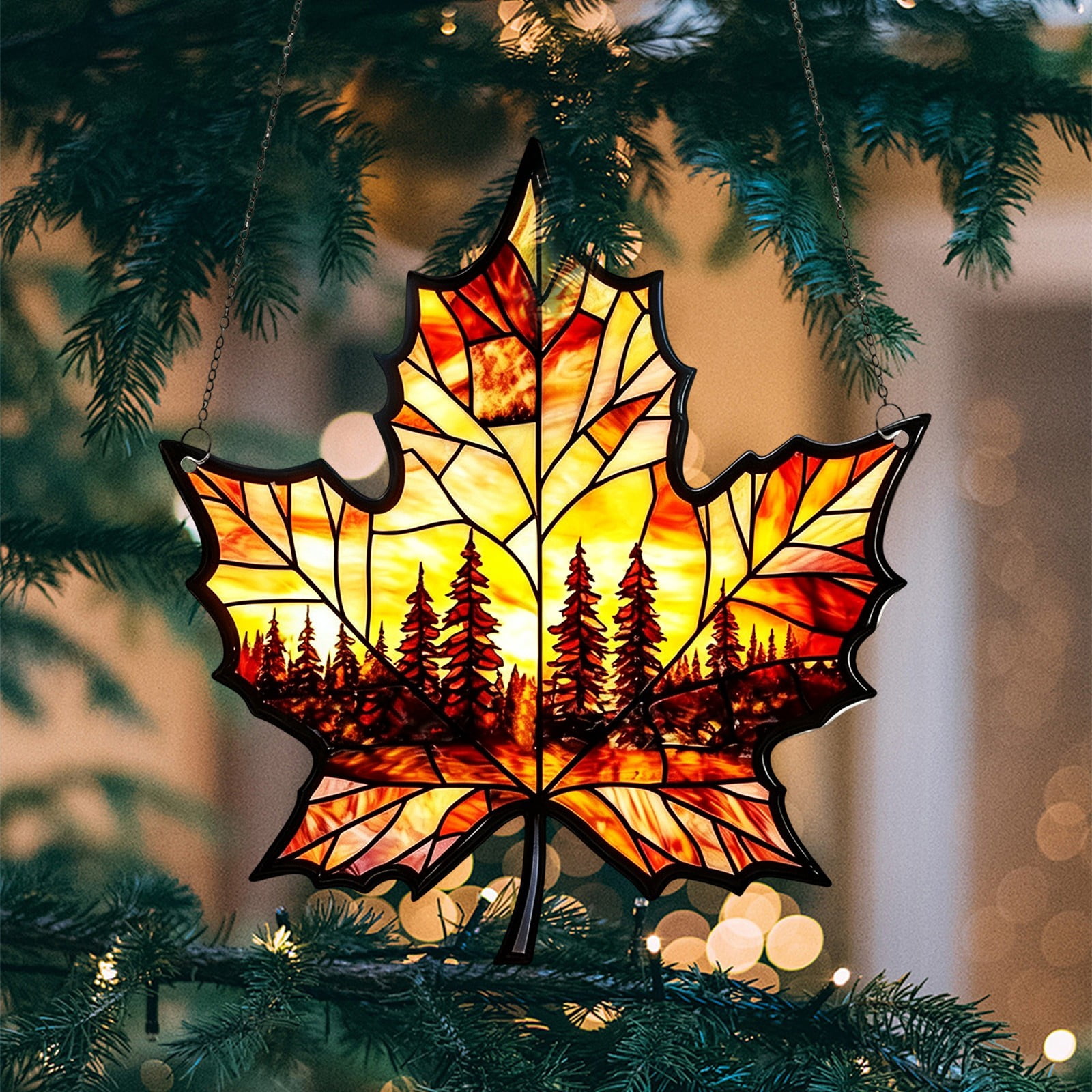 Piwvid Autumn Maple Leaf Acrylic Sun Catcher, Multiple Options Hanging ...