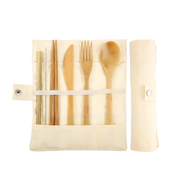 Piwvid Bamboo Utensils, Eco-Friendly Flatware Set, Bamboo Cutlery Set, Bamboo Travel Utensils, Camping Utensils Set, Portable Utensils Set, Fork, Spoon, Reusable Straws Chopsticks