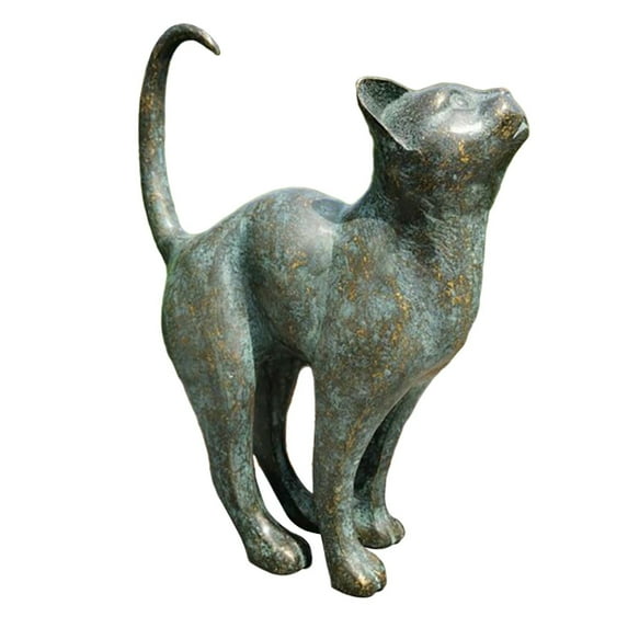 Piwvid Cat Figurine, Resin Sitting Hand Painted Figurine, Present for Cat Lovers, Vintage Style Garden Cat Statue, Home Garden Decoration Present Cat Lovers