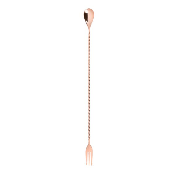 Piwvid Copper Plated Bartender Bar Spoon with Twisted Stem, Professional Mixology Tool for Cocktails, Stirring, and Layering Drinks, Home Bar Essential