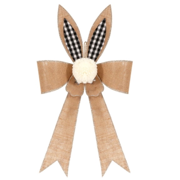Piwvid Easter Rabbit Ear Bows for Wreath, Large Rustic Farmhouse Decor Tree Topper Check Bow Decorations for Fall Wedding Holiday Party Wall Home Front Door Decorative