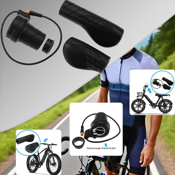 Piwvid Electric Bike Full Twist Throttle Right Handle Grip (24V-72V Compatible) - with 3-Pin Waterproof Connector for EBikes, Electric Scooters, and Folding Bikes, Replacement Part
