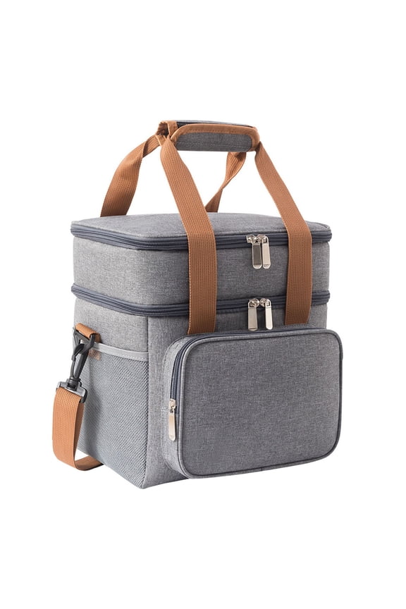 Expandable Insulated Lunch Box - Double Deck Leakproof Cooler Bag for Men and Women, Work Shifts, Day Trips and Beach Meals