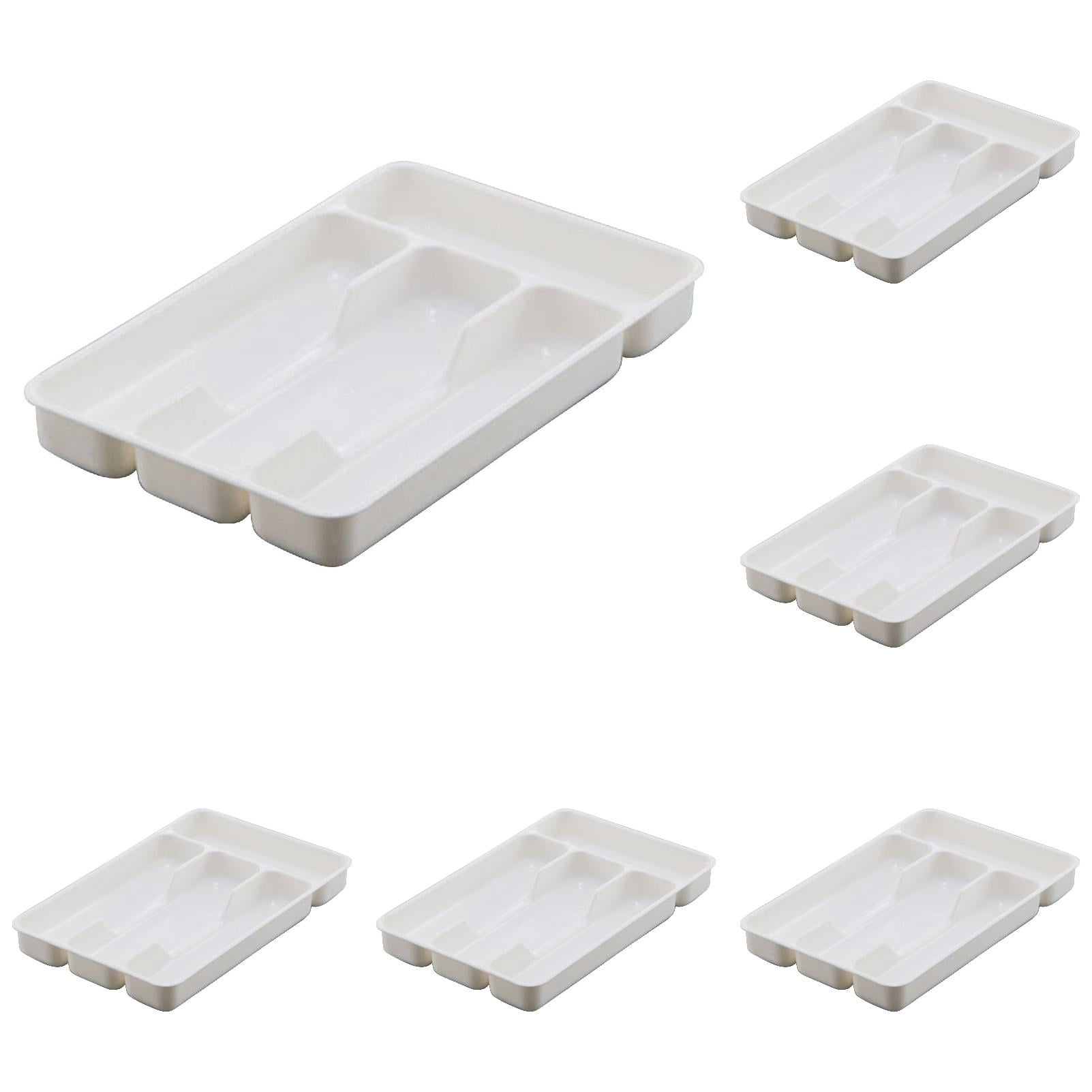 Piwvid Flatware Storage Plastic Silverware Tray Kitchen Tool Drawer Organizer Tray Spoon Fork Cutlery Separation Finishing Storage Box Container Tableware Organizer for Drawer