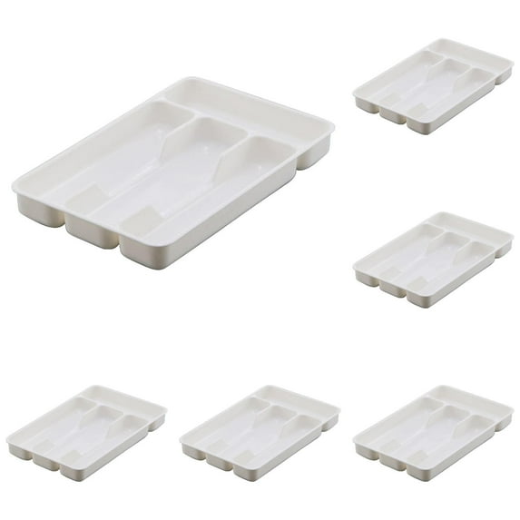 Piwvid Flatware Storage Plastic Silverware Tray Kitchen Tool Drawer Organizer Tray Spoon Fork Cutlery Separation Finishing Storage Box Container Tableware Organizer for Drawer