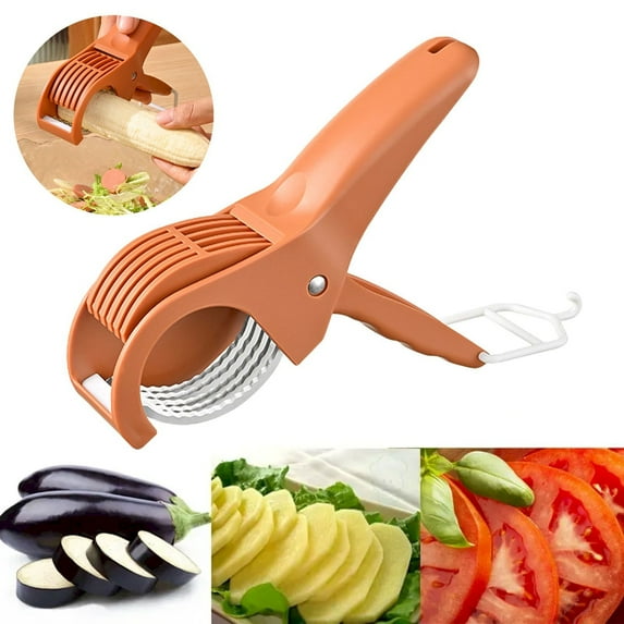 Piwvid Food Manual Slicer, Fruit Slicer with Stainless Steel Blade and Peeler, Multifunctional Banana Slicer for Even Slices, Easy to Use Kitchen Gadget for Fruits and Vegetables