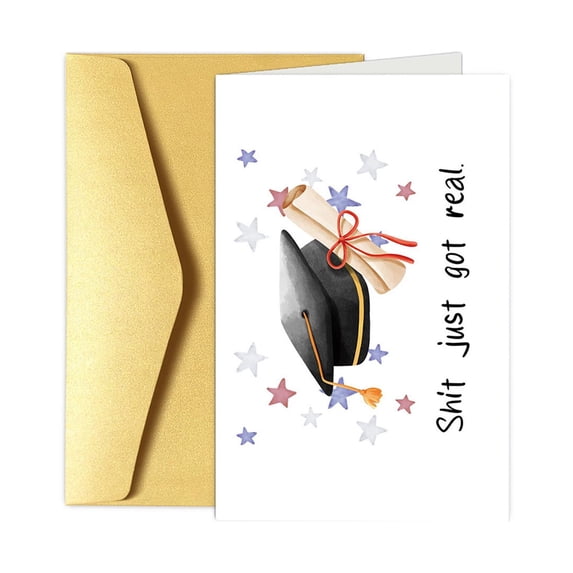 Piwvid Funny Graduation Card with Encouraging Message, Congratulations and Support Card for New Job, Promotion, or Achievement, Humorous Design, Blank Inside