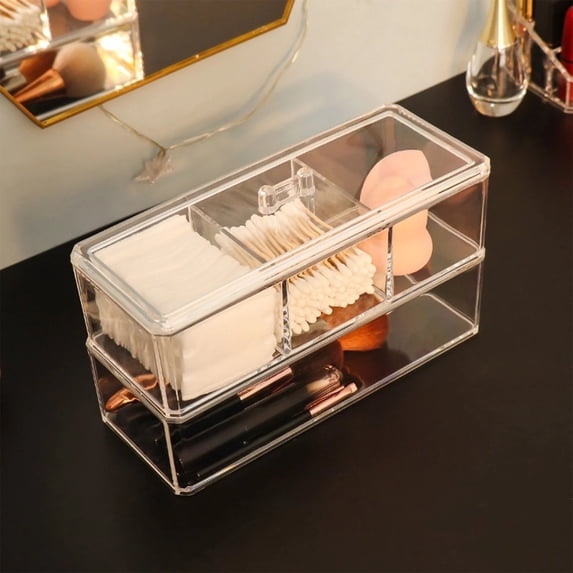 Piwvid Hair Accessories Organizer for Girls - Transparent Acrylic Stackable Drawers with Lids, Bathroom Vanity Storage for Clips, Scrunchies, Pins, Bedroom & Dorm Organize