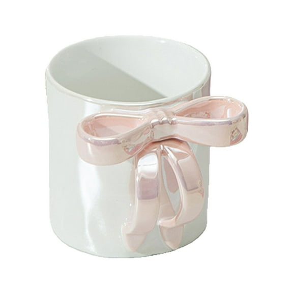 Piwvid Hand-Pinched Bow Design Ceramic Coffee Cup, Decorative Ribbon Mug for Tea, Latte, Hot Chocolate - Unique Giftware for Home Cafés, Kitchen Décor, and Beverage Serving