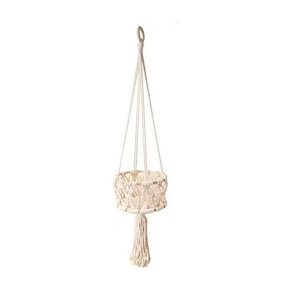 Piwvid Hanging Basket, Macrame Hanging Basket for Fruit and Vegetable Storage, Cotton Rope Woven Baskets for Kitchen, Decorative Boho Decor Hanging Plant Holder (3 Size Options)