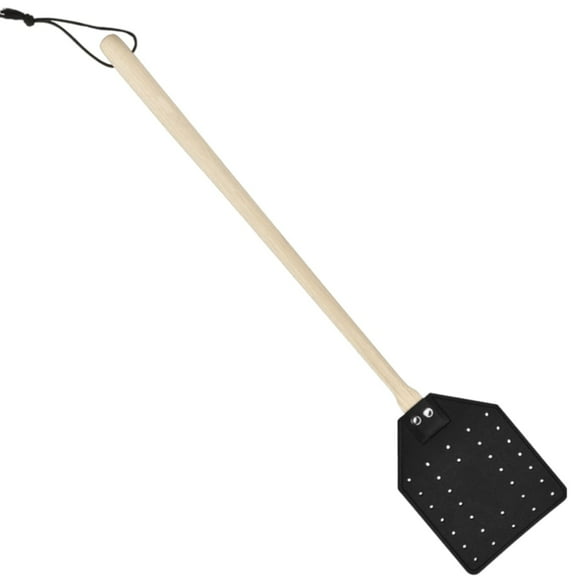Piwvid Heavy Duty Leather Fly Swatter with Wooden Handle, Durable Indoor and Outdoor Fly Killer with Hanging Rope, for Home Kitchen Farm Use, Thick Leather Bug Zapper for Mosquitoes Insects and Bees