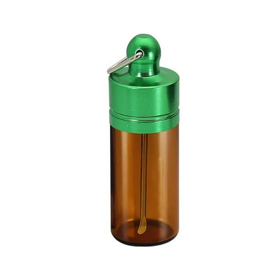 Piwvid Keychain Box Container Case, Mini Glass Container with Spoons, Waterproof Pocket Box for Daily Essentials, Pills, Vitamins, and Outdoor Adventures, Compact and Portable