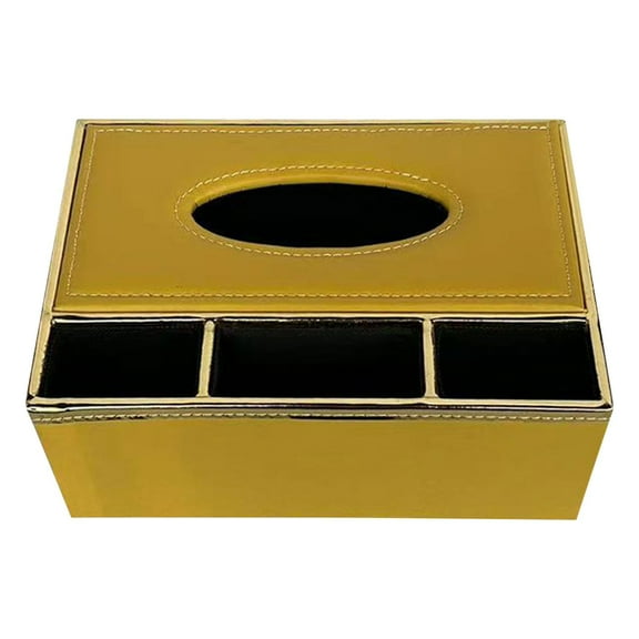 Piwvid Leather Tissue Box Cover with Remote Storage, Minimalist Tissue Holder Organizer for Living Room, Hotel, Office, Sofa Side Table