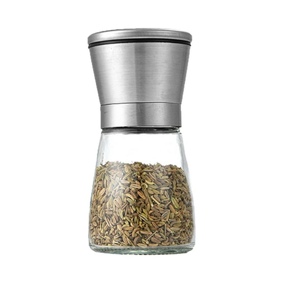 Piwvid Manual Salt or Pepper Grinder for Chef, Best Spice Mill with Stainless Steel Cap, Ceramic Blades and Adjustable Coarseness, Refillable Glass Body with 6OZ Capacity