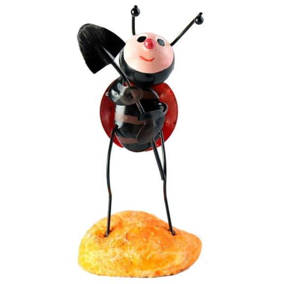 Piwvid Metal Ladybug Yard Art and Garden Statue, Vibrant Red Rustproof Outdoor Sculpture for Patio, Lawn, Porch, and Potted Plant Home Decor