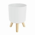 thumbnail image 1 of Piwvid Modern Elevated Plant Pots with Wooden Legs - Mid-Century Floor Standing Flower Pot for Living Room/Bedroom, Indoor Outdoor Decorative Planter with Drainage, 1 of 9