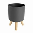 thumbnail image 1 of Piwvid Modern Elevated Plant Pots with Wooden Legs - Mid-Century Floor Standing Flower Pot for Living Room/Bedroom, Indoor Outdoor Decorative Planter with Drainage, 1 of 9