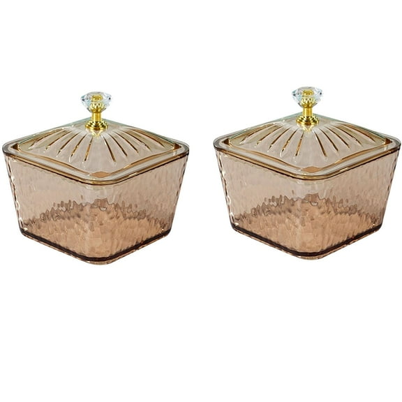 Piwvid Piwvid 2 Pack Acrylic Candy Dish with Lid, Crystal Decorative Covered Sugar Bowl, Clear Cookies Barrel Candy Buffet Box Storage Container for Snack, Gift, Vintage Stripe Style