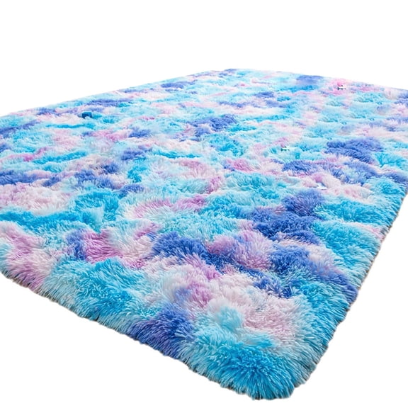 Piwvid Rainbow Tie Dye Rugs for Bedroom, Shaggy Rugs for Kids Playroom Decor, Carpets, Princess Fluffy Fuzzy Rug for Nursery Dorm, Room Decor (120x180cm)
