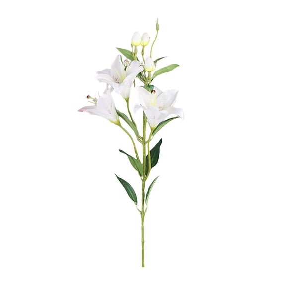 Piwvid Real Touch White Stargazer Lily Artificial Flowers with Long Stems, Latex Faux Silk Blooms for Spring, Indoor Home Office, Wedding, and Table Centerpiece Decor
