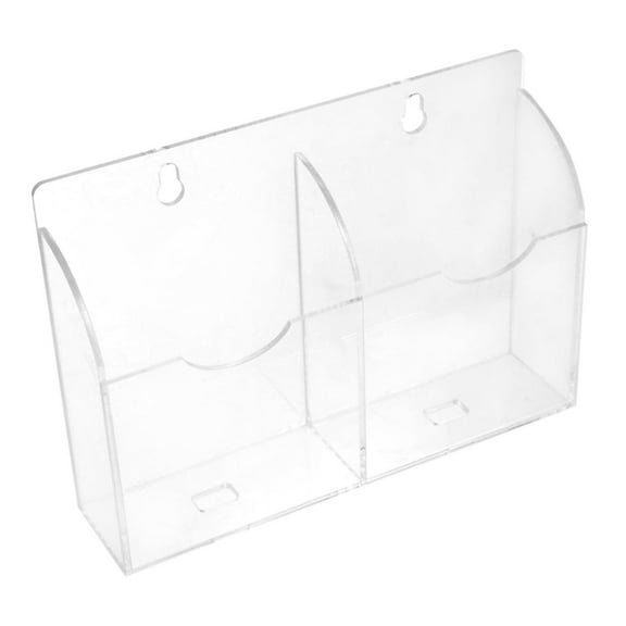Piwvid Remote Control Holder, Acrylic Wall-Mounted Charging Station with 2 Slots, Clear Stand for Organizing Phones, Tablets, and Remotes, Home Office Desk Organizer, 18.7x4.5x13.5cm