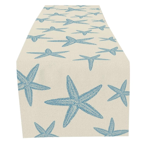 Piwvid Sea Shell Themed Waterproof and Stain-Resistant Rectangle Tablecloth, Washable Polyester Ocean Starfish Design for Wrinkle-Free Dining and Party Use