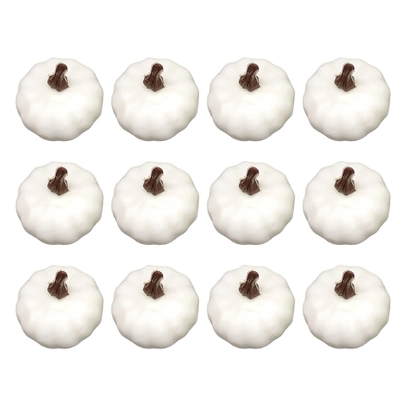 Piwvid Set of 12 Artificial Foam Pumpkins in White and Orange for Fall and Halloween Decor, Thanksgiving Table Centerpieces, Mantle Displays, and Wedding Party Bowl Fillers