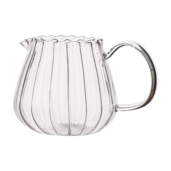Piwvid Small Glass Pitcher, Elegant Wave Shaped Glass Creamer Pitcher, Coffee Milk Creamer Pitcher, Serving Milk Frothing Pitcher, Glass Tea Pitcher, Milk Frother Cup Creamer Jug for Kitchen
