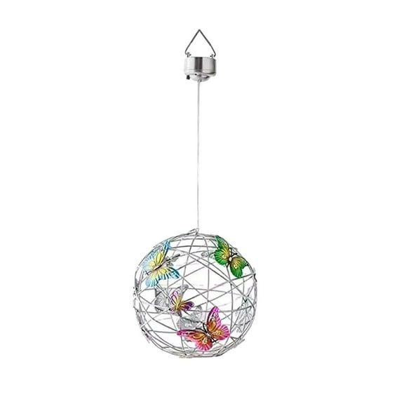 Piwvid Solar Powered Butterfly Ball Hanging Tree Light, Spherical Outdoor Garden Decoration for Courtyard, Summer, and Fall, Waterproof LED String Lights